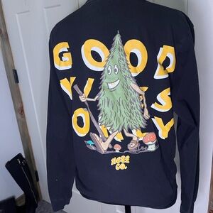 Neff Co. Black Long Sleeve Shirt Tree Mushrooms Graphic Tee Gorpcore Hiking